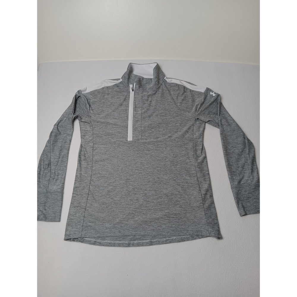 Under Armour Womens Medium M Heather Gray 1/4 Zip Loose‎ Athletic Pullover Top